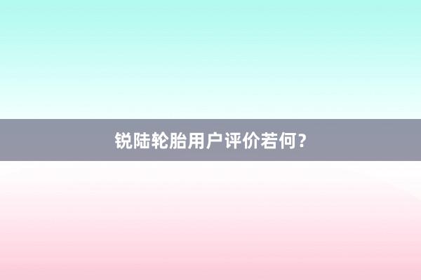 锐陆轮胎用户评价若何？